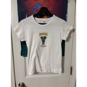 American Apparel ClassicGirl Amarula Elephant y2k Baby Tee White Large